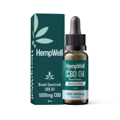 HempWell broad spectrum CBD oil 1000mg bottle and box