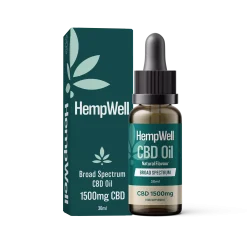 HempWell broad spectrum CBD oil 1500mg bottle and box