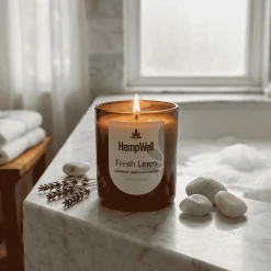 Fresh Linen CBD Candle - Jasmine & Lavender