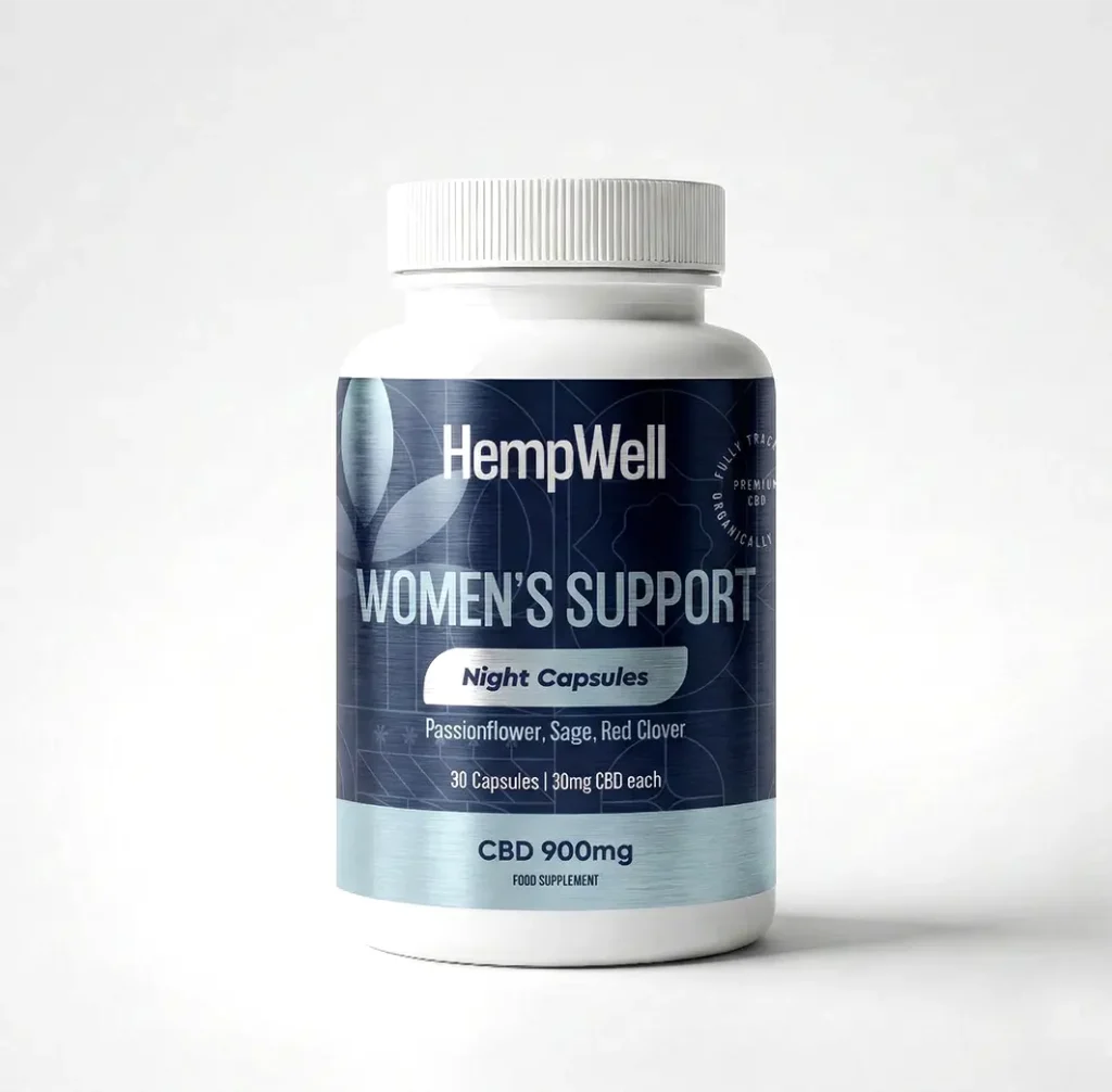 Women's Support Night CBD Capsules with Magnesium, Passionflower, Red Clover and Sage